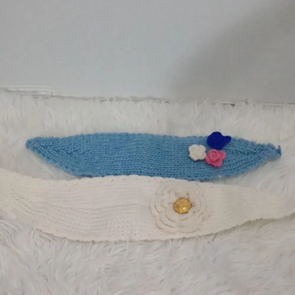Winter girl bundle black/white hat and blue white  headbands